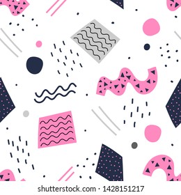 Modern geometric memphis seamless pattern for wallpaper, print, textile.