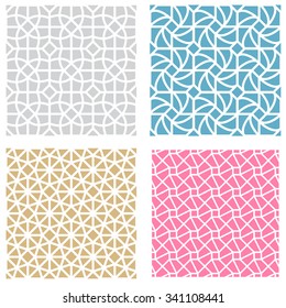 Modern geometric mesh seamless pattern in mosaic style