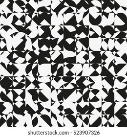 Modern geometric monochrome seamless pattern. Abstract texture with intersecting shapes. Eternal background with random ornament. Element of design.