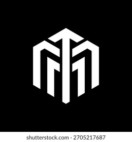 Letra geométrica moderna del monograma M y M o MM o flecha TMM Logotipo en símbolo de signo de forma hexagonal