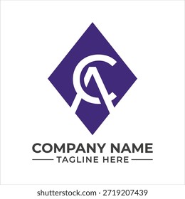 Um moderno design de logotipo de monograma geométrico combinando as letras a e c dentro de uma forma de diamante.