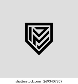 Modern Geometric Monogram Logo in a Shield Shape	