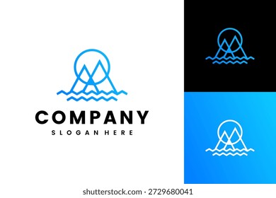 Modern Geometric Mountain Peak Logo with Blue Gradient