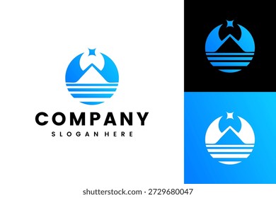 Modern Geometric Mountain Peak Logo with Blue Gradient