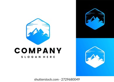 Modern Geometric Mountain Peak Logo with Blue Gradient