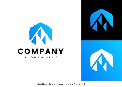 Modern Geometric Mountain Peak Logo with Blue Gradient