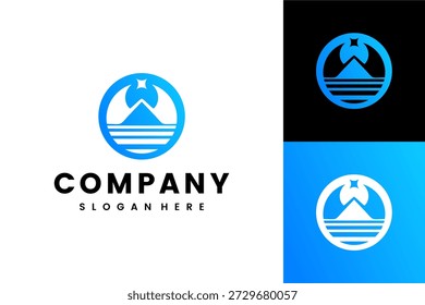 Modern Geometric Mountain Peak Logo with Blue Gradient