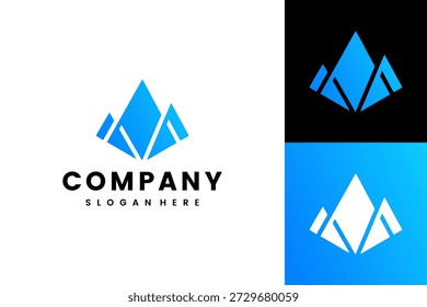 Modern Geometric Mountain Peak Logo with Blue Gradient