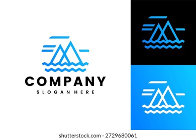 Modern Geometric Mountain Peak Logo with Blue Gradient