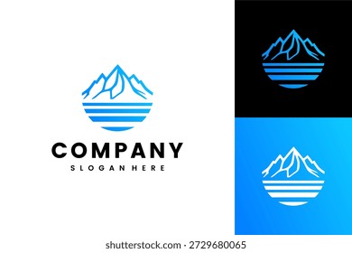 Modern Geometric Mountain Peak Logo with Blue Gradient