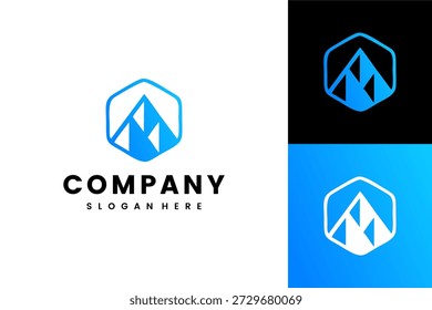 Modern Geometric Mountain Peak Logo with Blue Gradient