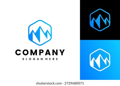 Modern Geometric Mountain Peak Logo with Blue Gradient
