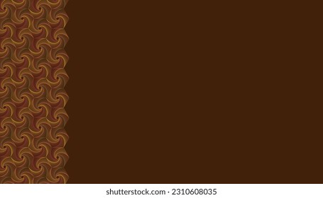 Modern geometric multicolored hexagons making an elegant border in the left edge of dark brown background, for invitations, banners, presentations, posters, fabric, book covers, wall papers