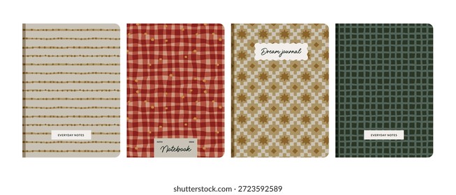 Modernes geometrisches Notebook-Cover-Set - minimalistisches geometrisches, nahtloses Oberflächendesign für Schreibwaren, Zeitschriften und digitale Planer