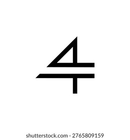 Modern Geometric Number 4 Logo with Minimalist Linear Design Concept. number 4 logo. 