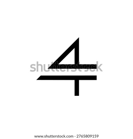 Modern Geometric Number 4 Logo with Minimalist Linear Design Concept. number 4 logo. 