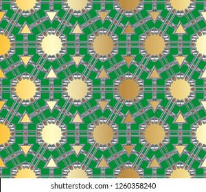 Modern geometric ornament. . Decorative texture. The background mosaic.  Stylish and golden  texture. Luxury  vector pattern. Vector illustration