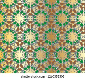 Modern geometric ornament. . Decorative texture. The background mosaic.  Stylish and golden  texture. Luxury  vector pattern. Vector illustration