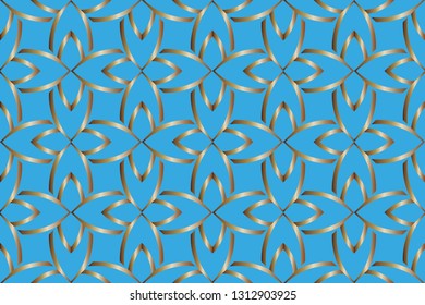  Modern geometric ornament. . Decorative texture. The background mosaic.  Stylish and golden  texture. Luxury  vector pattern. Vector illustration