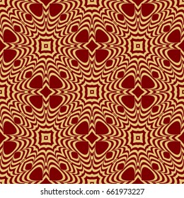 modern geometric ornament. seamless vector pattern. gold on red. for decoration, wallpaper, presentation, fashion design.