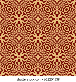 modern geometric ornament. seamless vector pattern. gold on red. for decoration, wallpaper, presentation, fashion design.