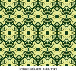Modern geometric ornament. Seamless vector illustration for design. Green, yellow color