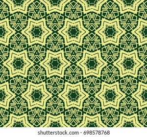 Modern geometric ornament. Seamless vector illustration for design. Green, yellow color