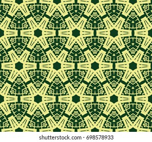 Modern geometric ornament. Seamless vector illustration for design. Green, yellow color