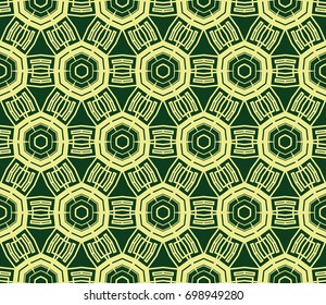 Modern geometric ornament. Seamless vector illustration for design. Green, yellow color