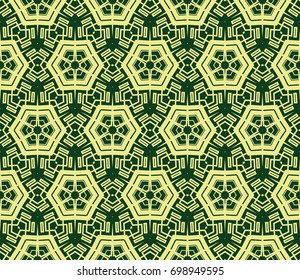 Modern geometric ornament. Seamless vector illustration for design. Green, yellow color