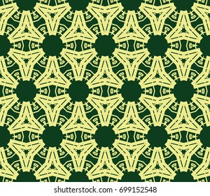 Modern geometric ornament. Seamless vector illustration for design. Green, yellow color