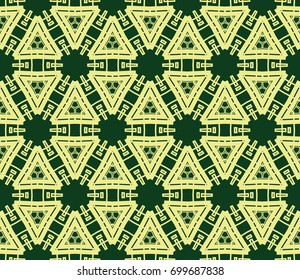 Modern geometric ornament. Seamless vector illustration for design. Green, yellow color