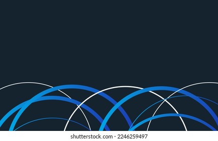 Modern geometric overlap circle line blue white background for business presentation