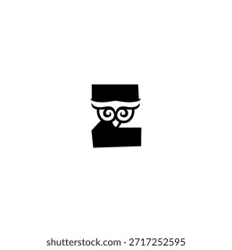 Cabeza de búho geométrica moderna que se funde con el logotipo de la silueta de la letra Z adecuado para marcas tecnológicas, App e identidad corporativa limpia