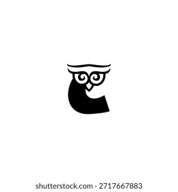 Modern geometric owl head blending into Letter C silhouette logo suitable for tech brands, apps, and clean corporate identity