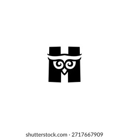 Cabeza de búho geométrica moderna que se mezcla con el logotipo de la silueta de la letra H adecuado para marcas tecnológicas, App e identidad corporativa limpia