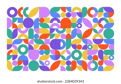 Modern geometric pattern. Basic geometry circle square shape abstract simple form, minimal print swiss style. Vector art