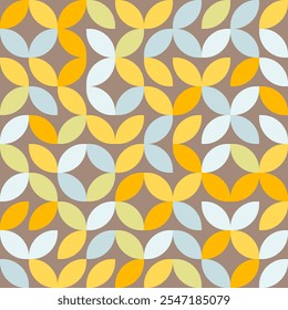 Modern geometric pattern with Bauhaus shapes circle or round mosaic grid with color art. Modern green blue and yellow abstract geometric pattern. Seamless pattern tile background
