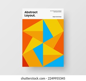 Modern geometric pattern brochure template. Fresh handbill A4 vector design illustration.