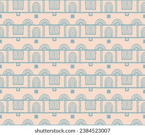 Modernes geometrisches Muster. Kreise und Streifen, quadratische Linien Kunst. Retro futuristische Hintergrund. Minimalistische Zahlen. Abstrakte Op-Art-Illustration. Bauhaus-Muster. skandinavischer, afrikanischer Teppich.
