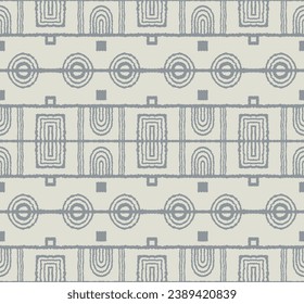 Modernes geometrisches Muster. Kreise und Streifen, quadratische Linien Kunst. Retro futuristische Hintergrund. Minimalistische Zahlen. Abstrakte Op-Art-Illustration. Bauhaus-Muster. skandinavischer, afrikanischer Teppich.