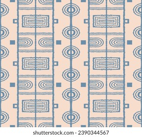 Modern geometric pattern. Circles and stripes, square lines art. Retro futuristic background. Minimalistic figures. Abstract op-art illustration. Bauhaus pattern. Scandinavian, African rug.
