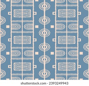 Modern geometric pattern. Circles and stripes, square lines art. Retro futuristic background. Minimalistic figures. Abstract op-art illustration. Bauhaus pattern. Scandinavian, African rug.