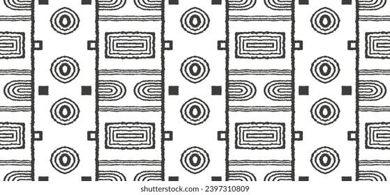 Modern geometric pattern. Circles and stripes, square lines art. Retro futuristic background. Minimalistic figures. Abstract op-art illustration. Bauhaus pattern. Scandinavian, African rug.