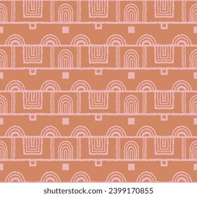 Patrón geométrico moderno. Círculos y rayas, líneas cuadradas de arte. Fondo retro futurista. Cifras minimalistas. Ilustración abstracta de op-art. Patrón de Bauhaus. Escandinavia, alfombra africana.