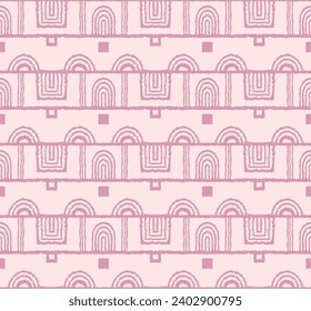 Modern geometric pattern. Circles and stripes, square lines art. Retro futuristic background. Minimalistic figures. Abstract op-art illustration. Bauhaus pattern. Scandinavian, African rug.