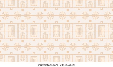 Modern geometric pattern. Circles and stripes, square lines art. Retro futuristic background. Minimalistic figures. Abstract op-art illustration. Bauhaus pattern. Scandinavian, African rug.