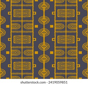 Modern geometric pattern. Circles and stripes, square lines art. Retro futuristic background. Minimalistic figures. Abstract op-art illustration. Bauhaus pattern. Scandinavian, African rug.