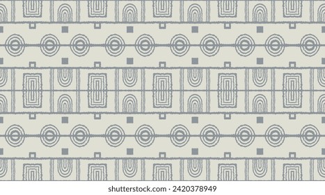 Modern geometric pattern. Circles and stripes, square lines art. Retro futuristic background. Minimalistic figures. Abstract op-art illustration. Bauhaus pattern. Scandinavian, African rug.