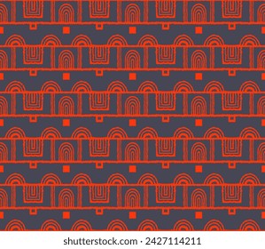 Patrón geométrico moderno. Círculos y rayas, líneas cuadradas de arte. Fondo futurista retro. Cifras minimalistas. Ilustración abstracta op-art. Patrón Bauhaus. Alfombra escandinava africana.